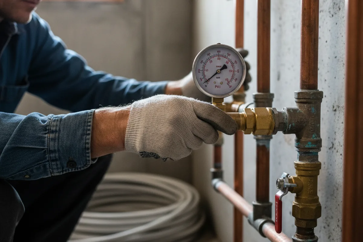Pressure testing a repaired line during Water Line Repair in Auburn